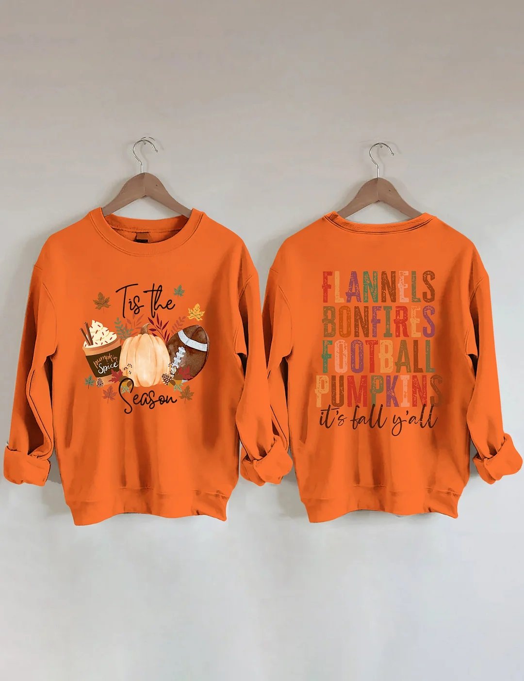 Women's Plus Size Flannels Bonfires Football Pumpkins Sweatshirt