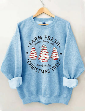 Women's Plus Size Farm Fresh Christmas Tree Cakes Sweatshirt