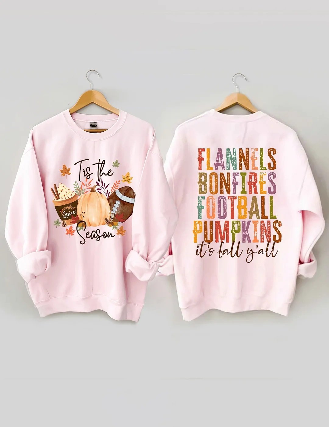 Women's Plus Size Flannels Bonfires Football Pumpkins Sweatshirt