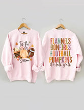 Women's Plus Size Flannels Bonfires Football Pumpkins Sweatshirt