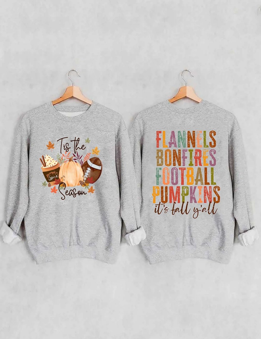 Women's Plus Size Flannels Bonfires Football Pumpkins Sweatshirt