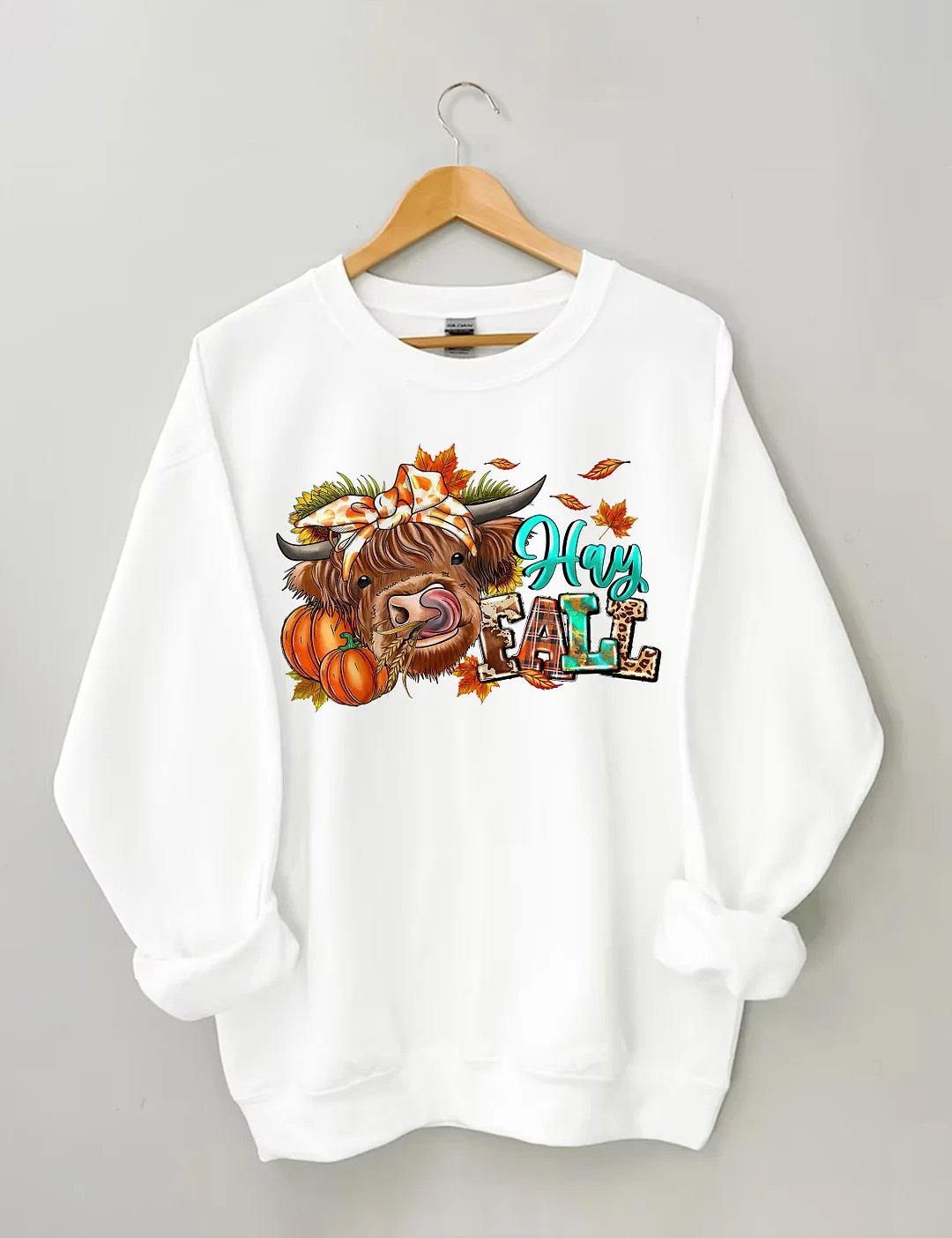 Women's Plus Size Hay Fall Cow Sweatshirt