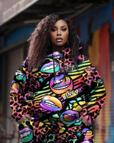 Women's Plus Size Lips Leopard Graffiti Hoodie Set (Pack of Two)