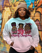 Women's Plus Merry Christmas Girls Long Sleeve Hoodie