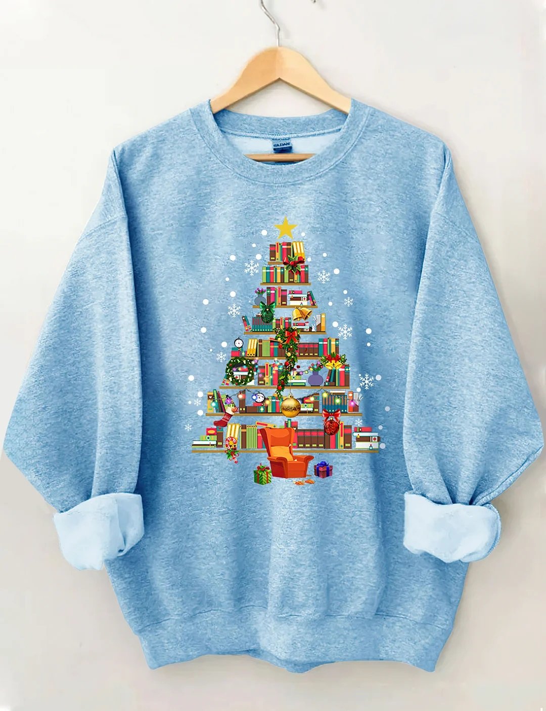 Women's Plus Size Book Christmas Tree Sweatshirt