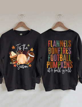 Women's Plus Size Flannels Bonfires Football Pumpkins Sweatshirt