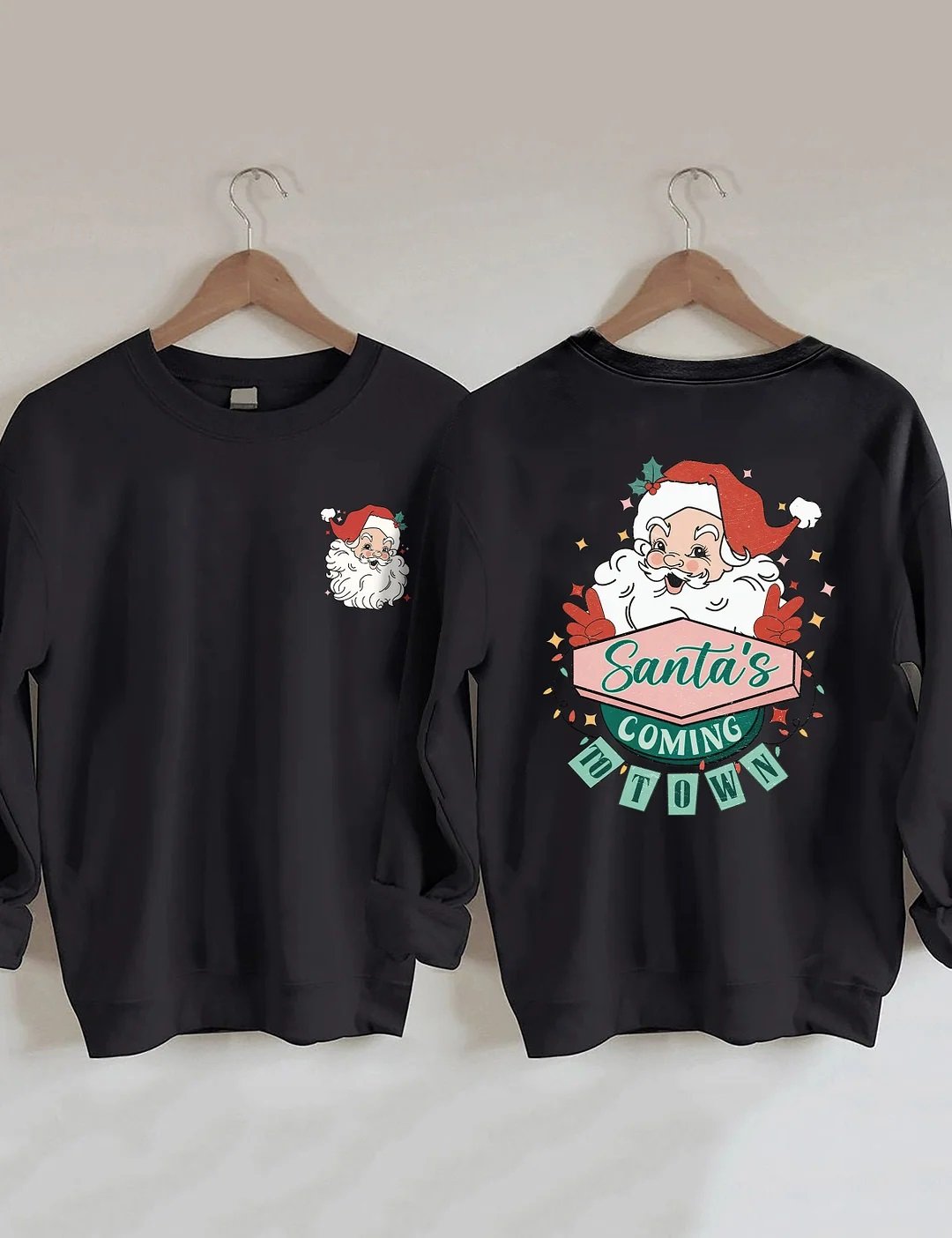 Women's Plus Size Santa's Coming To Town Sweatshirt