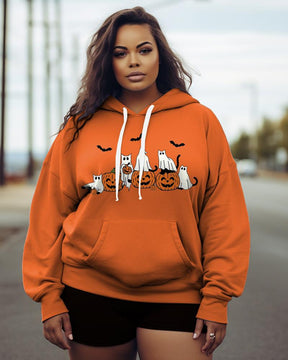 Women's Plus Ghost Cats Halloween Hoodie