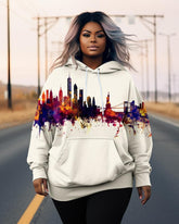 Women's Plus Size Urban Construction Long Sleeve Hoodie