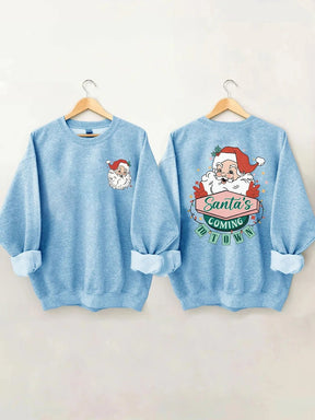 Women's Plus Size Santa's Coming To Town Sweatshirt