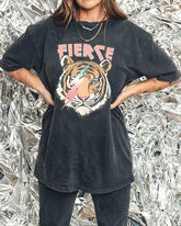 Plus Size Fierce Vintage Tiger Oversized Graphic T-Shirt