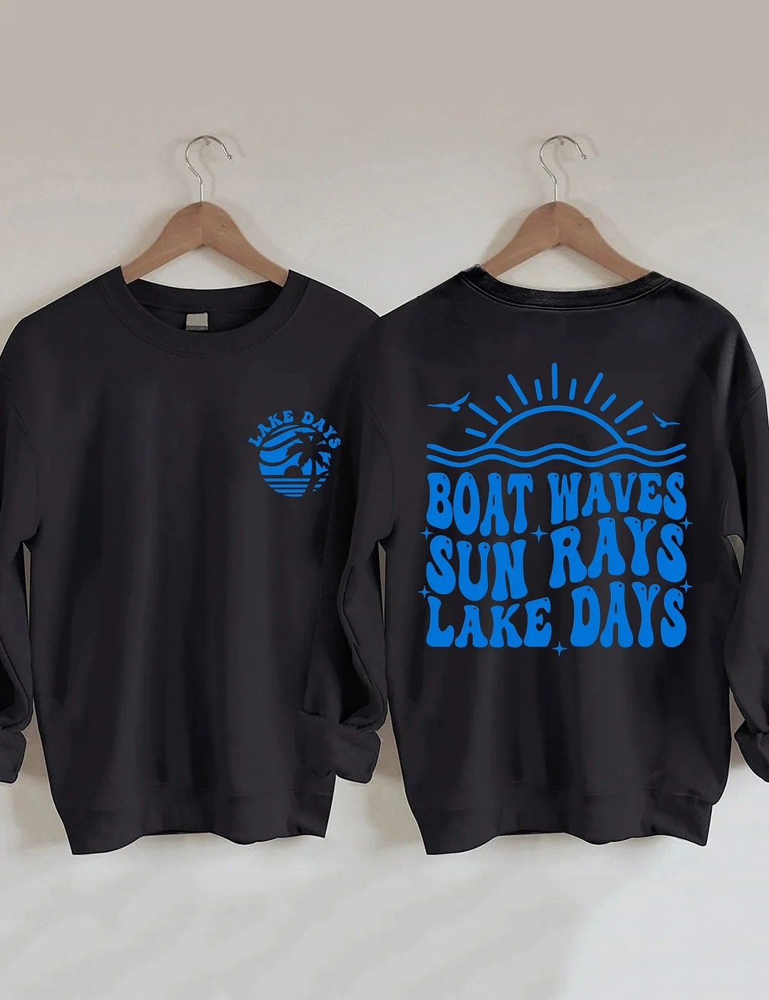 Women's Plus Size Boat Waves Sun Rays Lake Days Sweatshirt