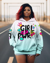 Women's Plus Siz Girls Love Lips Long Sleeve Hoodie