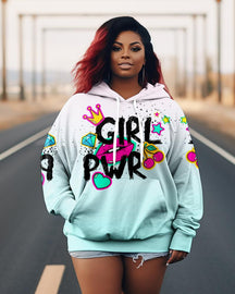 Women's Plus Siz Girls Love Lips Long Sleeve Hoodie