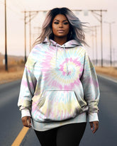 Women's Plus Size Tie Dye Long Sleeve Hoodie