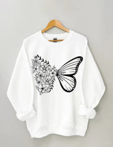 Women's Plus Size Floral Butterfly Sweatshirt