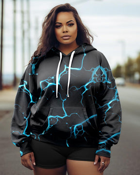 Women's Plus Size Thunder Abstract Graphic Long Sleeve Hoodie