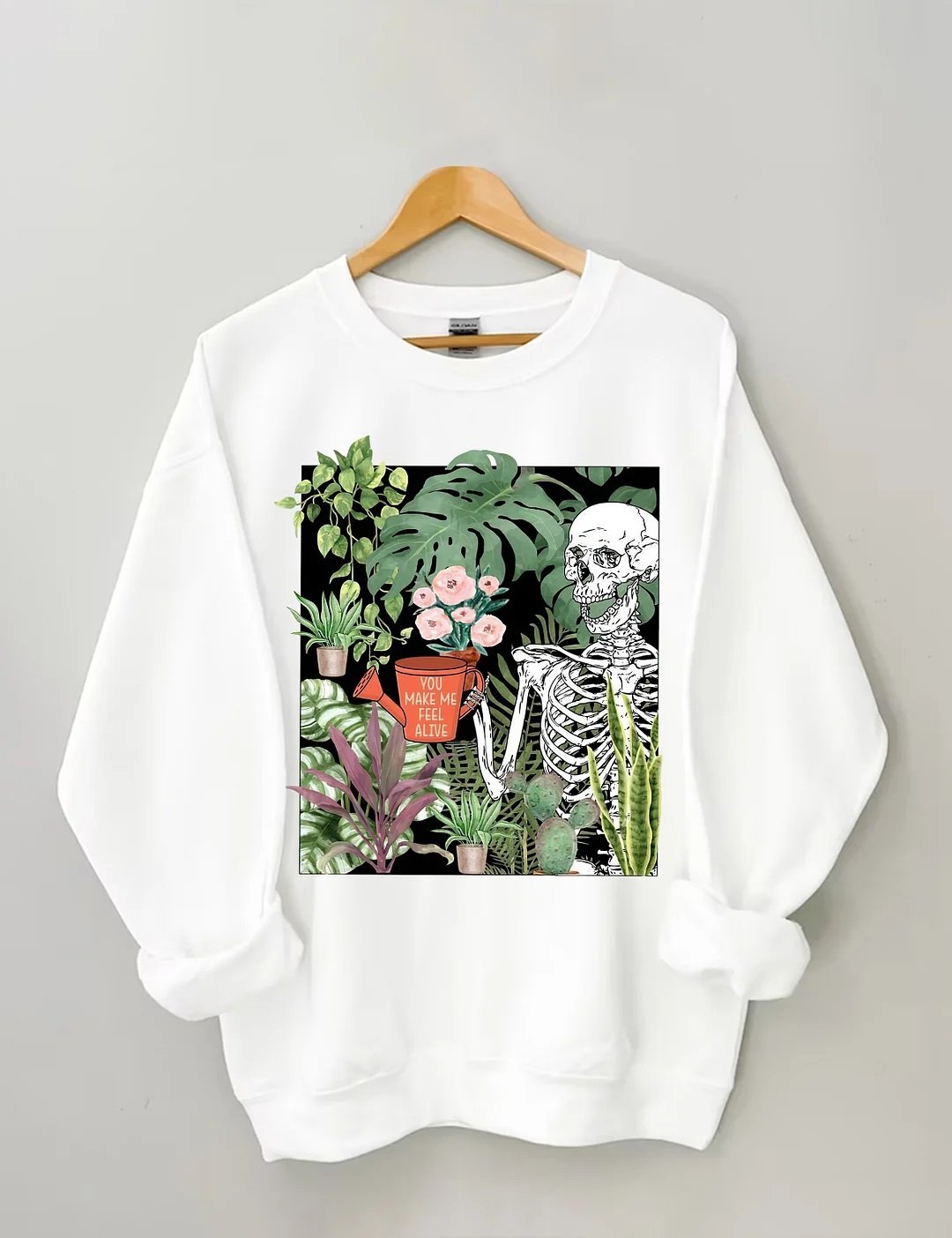 Women's Plus Size You Make Me Feel Alive Plant Sweatshirt