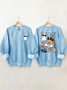 Women's Plus Size Cute Ghost Halloween Sweatshirt