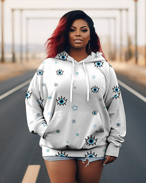 Women's Plus Size Eye Star Long Sleeve Hoodie