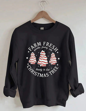 Women's Plus Size Farm Fresh Christmas Tree Cakes Sweatshirt