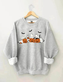 Women's Plus Ghost Cats Halloween Sweatshirt