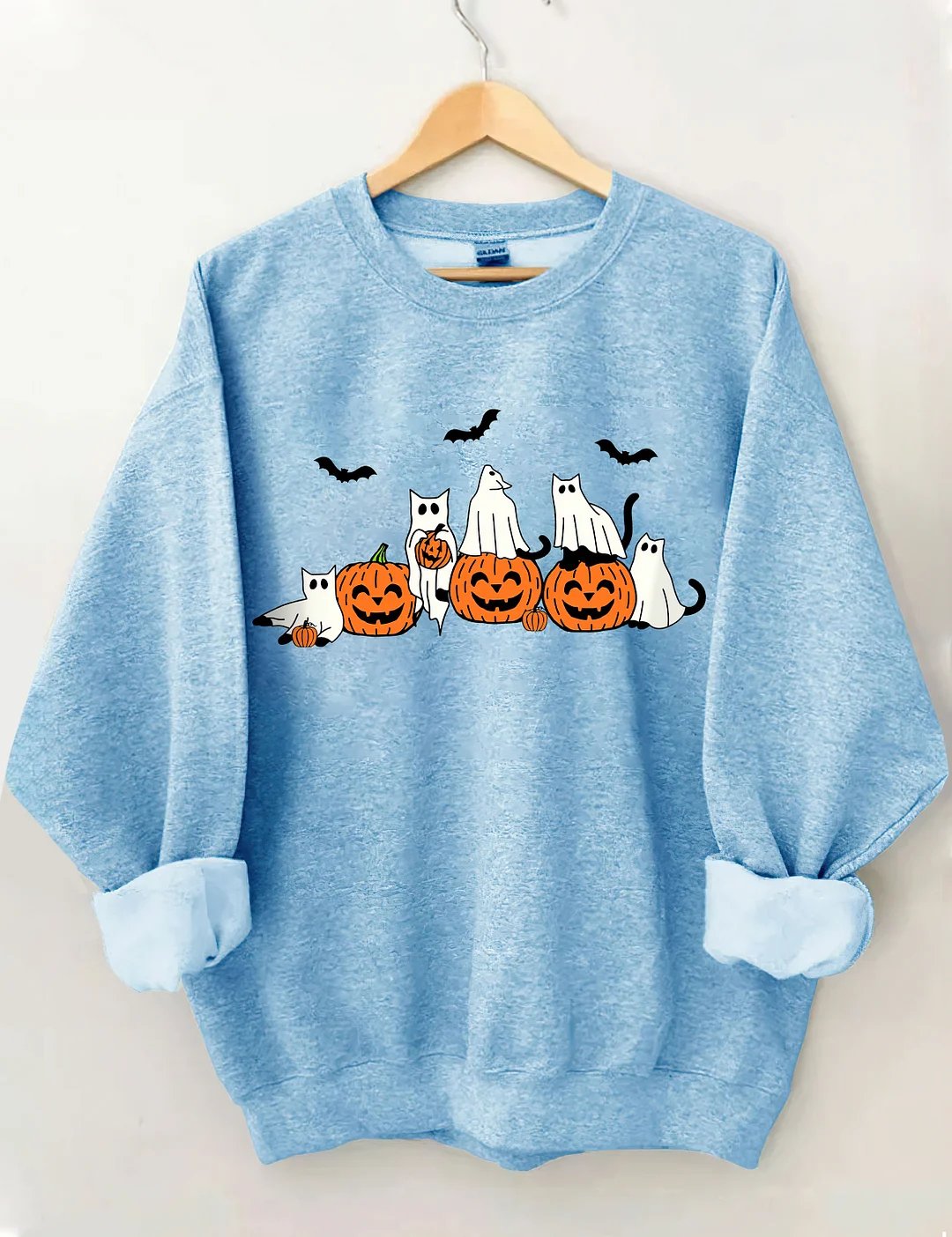 Women's Plus Ghost Cats Halloween Sweatshirt