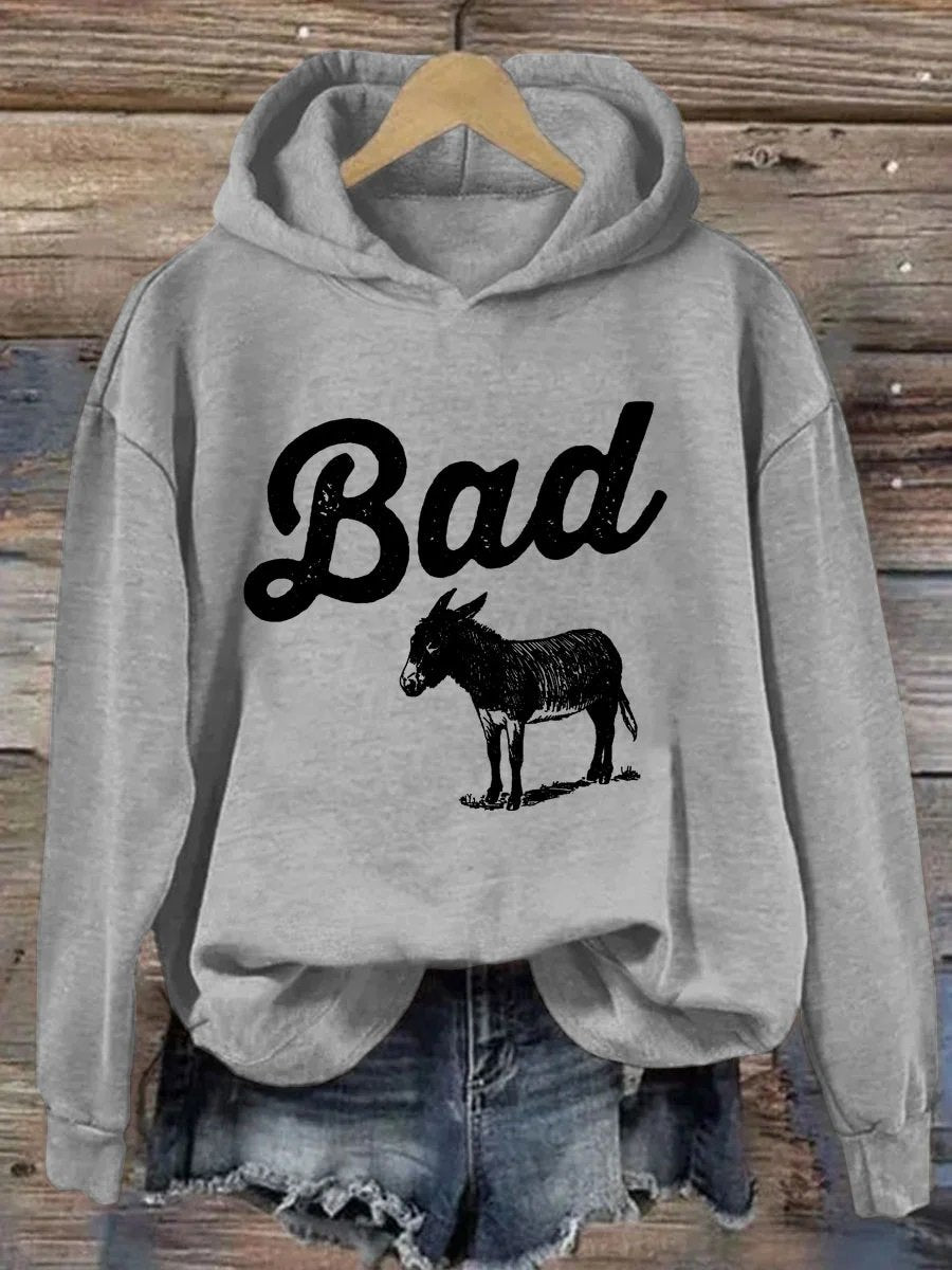 Women's Plus Size Funny Bad Ass Donkey Hoodie