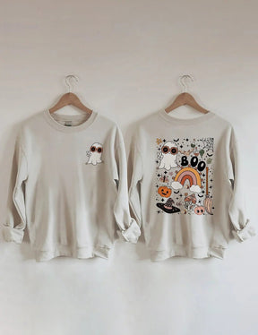 Women's Plus Size Cute Ghost Halloween Sweatshirt