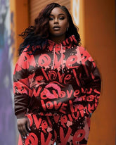 Women's Plus Size LOve Red Graffiti Hoodie Set (Pack of 2)