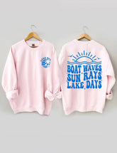 Women's Plus Size Boat Waves Sun Rays Lake Days Sweatshirt