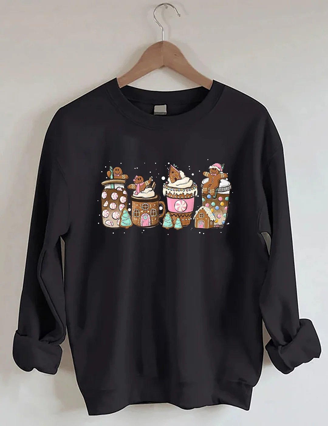 Women's Plus Size Gingerbread Christmas Coffee Sweatshirt