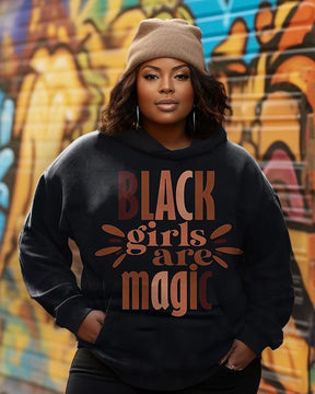 Women's Plus Black Girl Are Magic Long Sleeve Hoodie