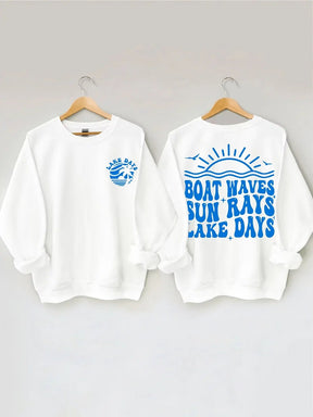 Women's Plus Size Boat Waves Sun Rays Lake Days Sweatshirt