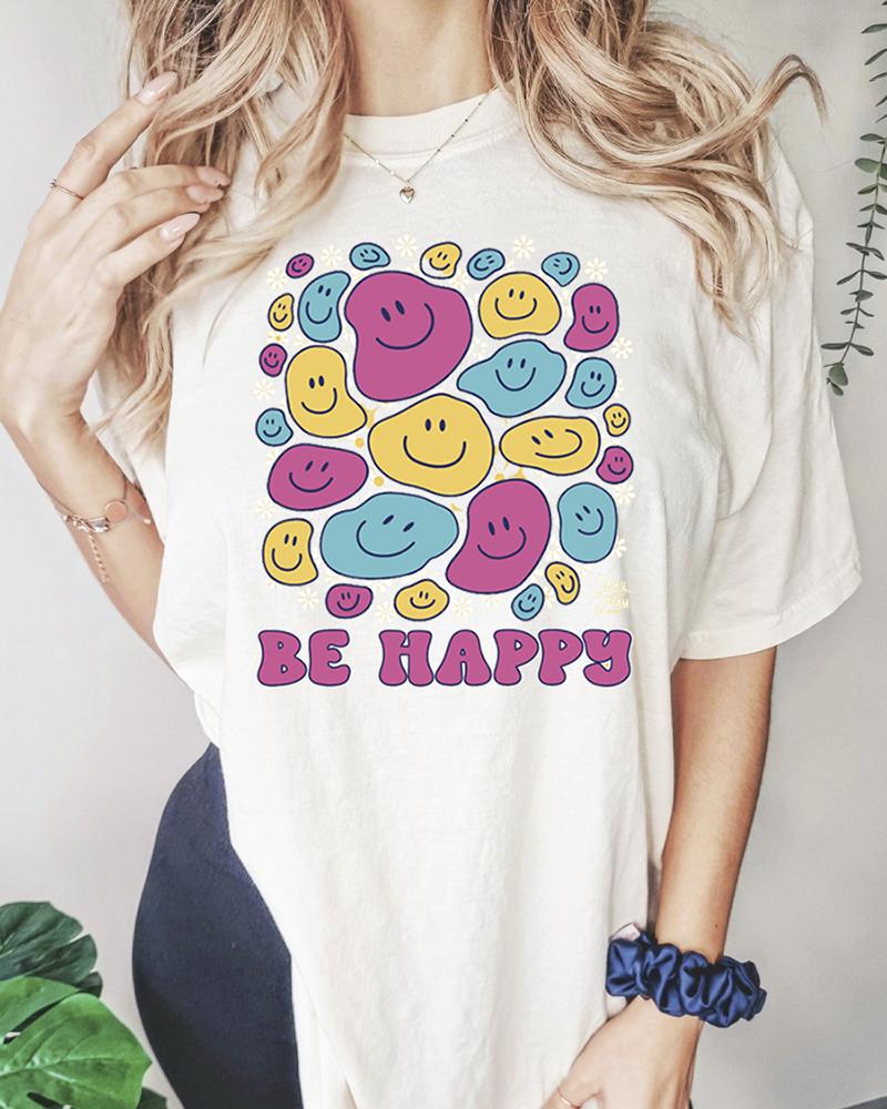 Plus Size Vintage Be Happy T-Shirt