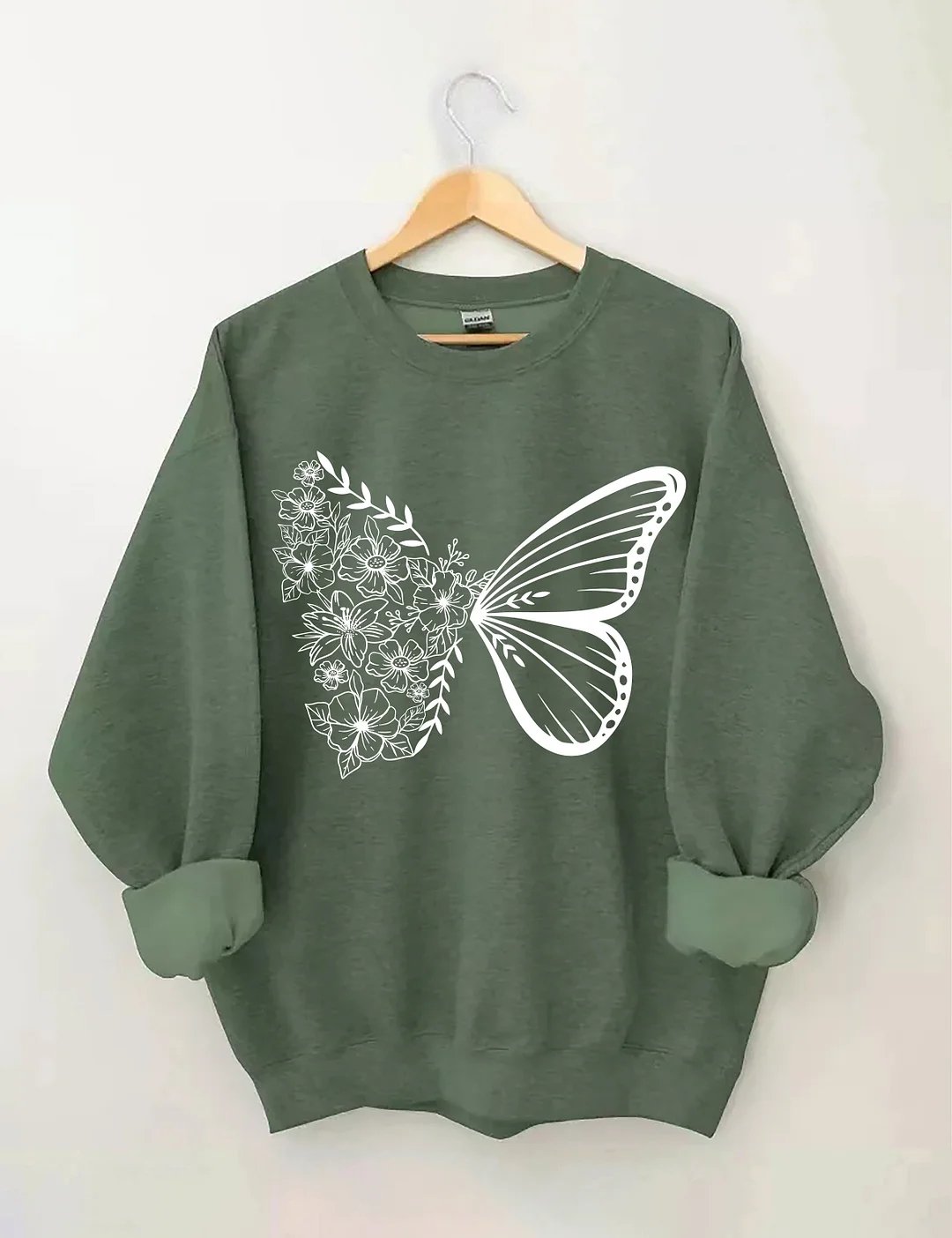 Women's Plus Size Floral Butterfly Sweatshirt