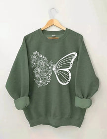 Women's Plus Size Floral Butterfly Sweatshirt