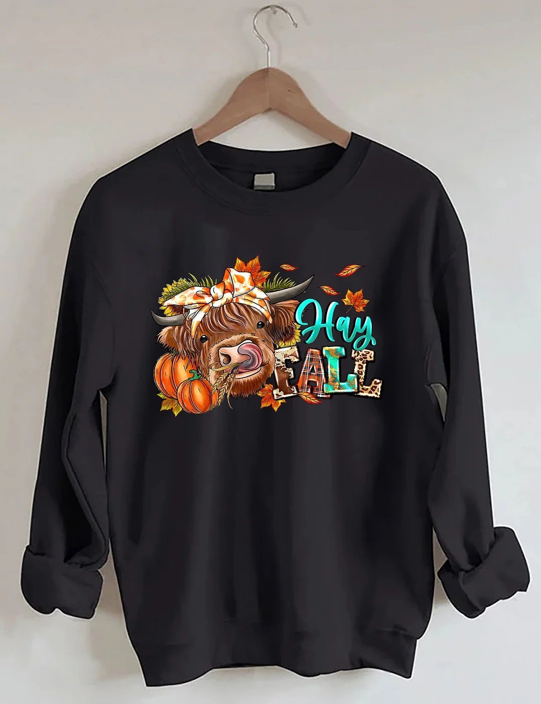 Women's Plus Size Hay Fall Cow Sweatshirt