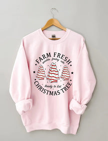 Women's Plus Size Farm Fresh Christmas Tree Cakes Sweatshirt