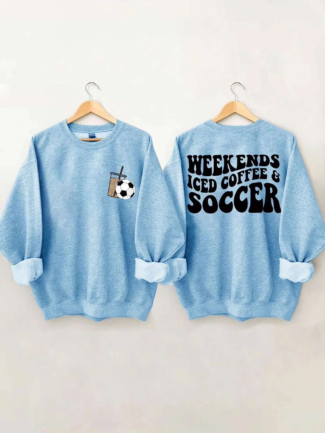 Women's Plus Size Weekends Iced Coffee Soccer Sweatshirt