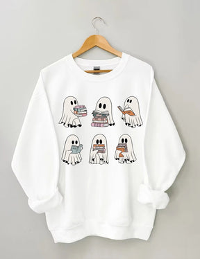 Women's Plus Size Ghost Reading Sweatshirt