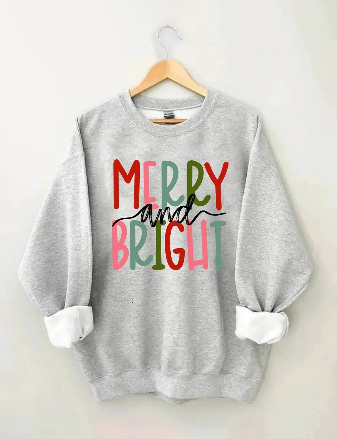 Women's Plus Size Merry and Bright Christmas Sweatshirt