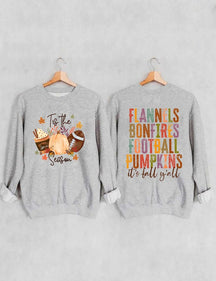 Women's Plus Size Flannels Bonfires Football Pumpkins Sweatshirt