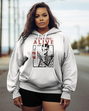 Women's Plus Staying Alive Coffee Hoodie