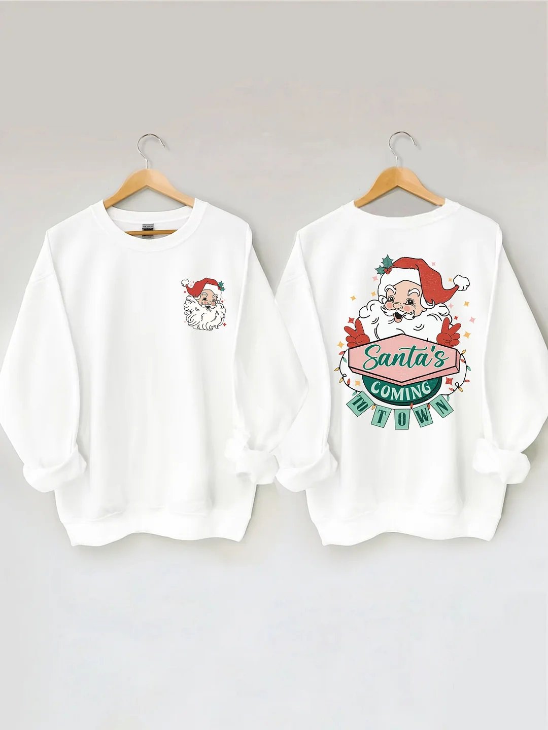 Women's Plus Size Santa's Coming To Town Sweatshirt