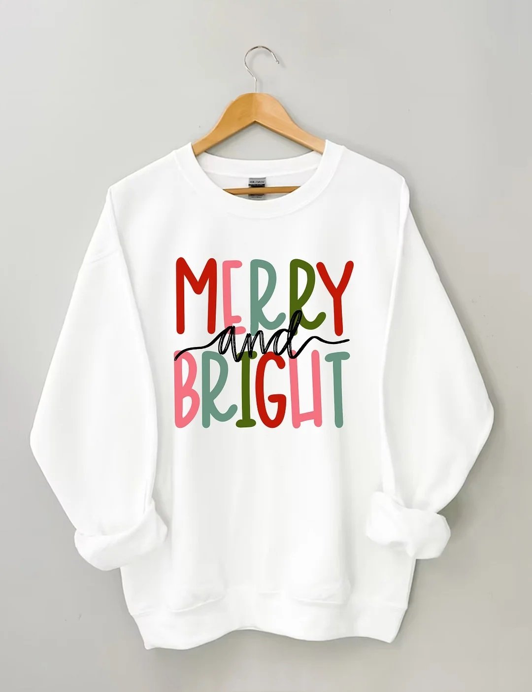 Women's Plus Size Merry and Bright Christmas Sweatshirt