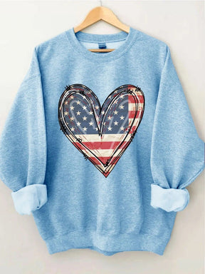 Women's Plus Size America Flag Heart Sweatshirt