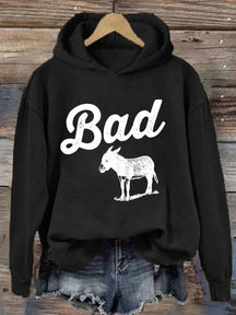 Women's Plus Size Funny Bad Ass Donkey Hoodie