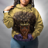 Women's Plus Size Crown Afro Girl Long Sleeve Hoodie