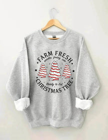 Women's Plus Size Farm Fresh Christmas Tree Cakes Sweatshirt